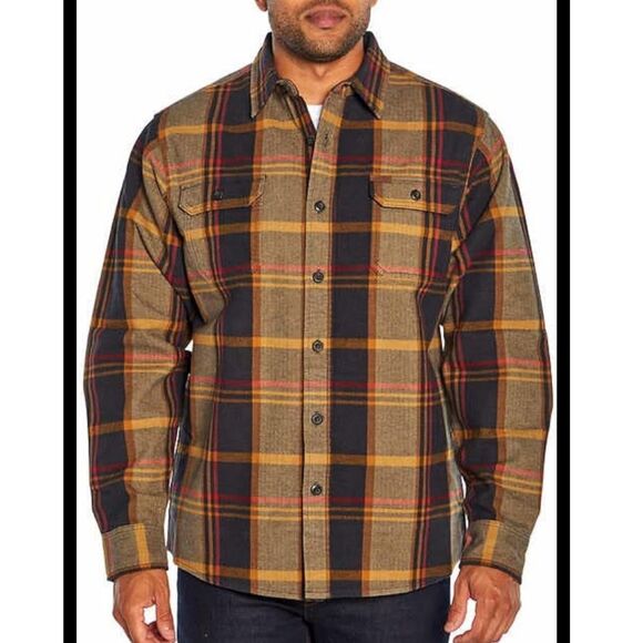 Orvis Big Bear Plaid Flannel Shirt Mens Size Medium Heavyweight Double Brushed - Picture 1 of 12